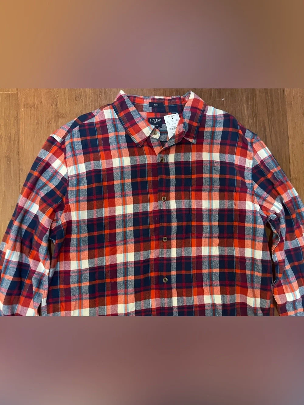 J Crew Flannel Shirt NWT Mens XL Slim Fit Red Blue